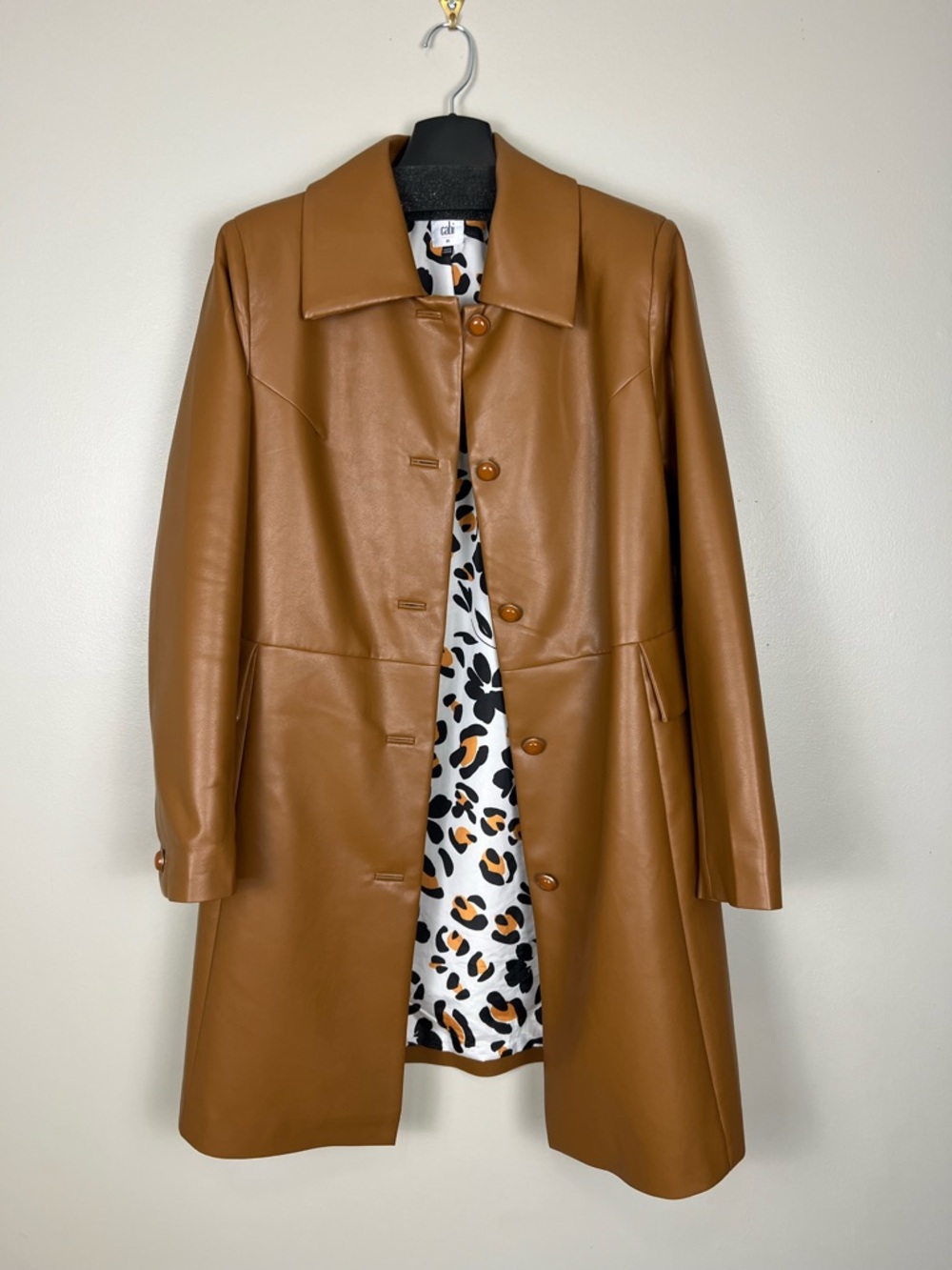 Cabi‎ 6461 Joplin Jacket Classic Tan Faux Leather Coat  NWOT Women Size M